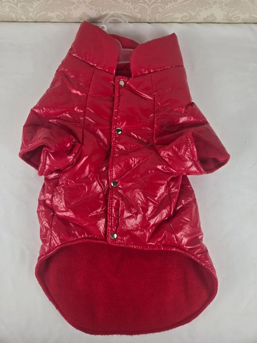 Jessica Simpson Size XL Red Puffer Dog Jacket Snap Closure D-Ring Leash Att NWT